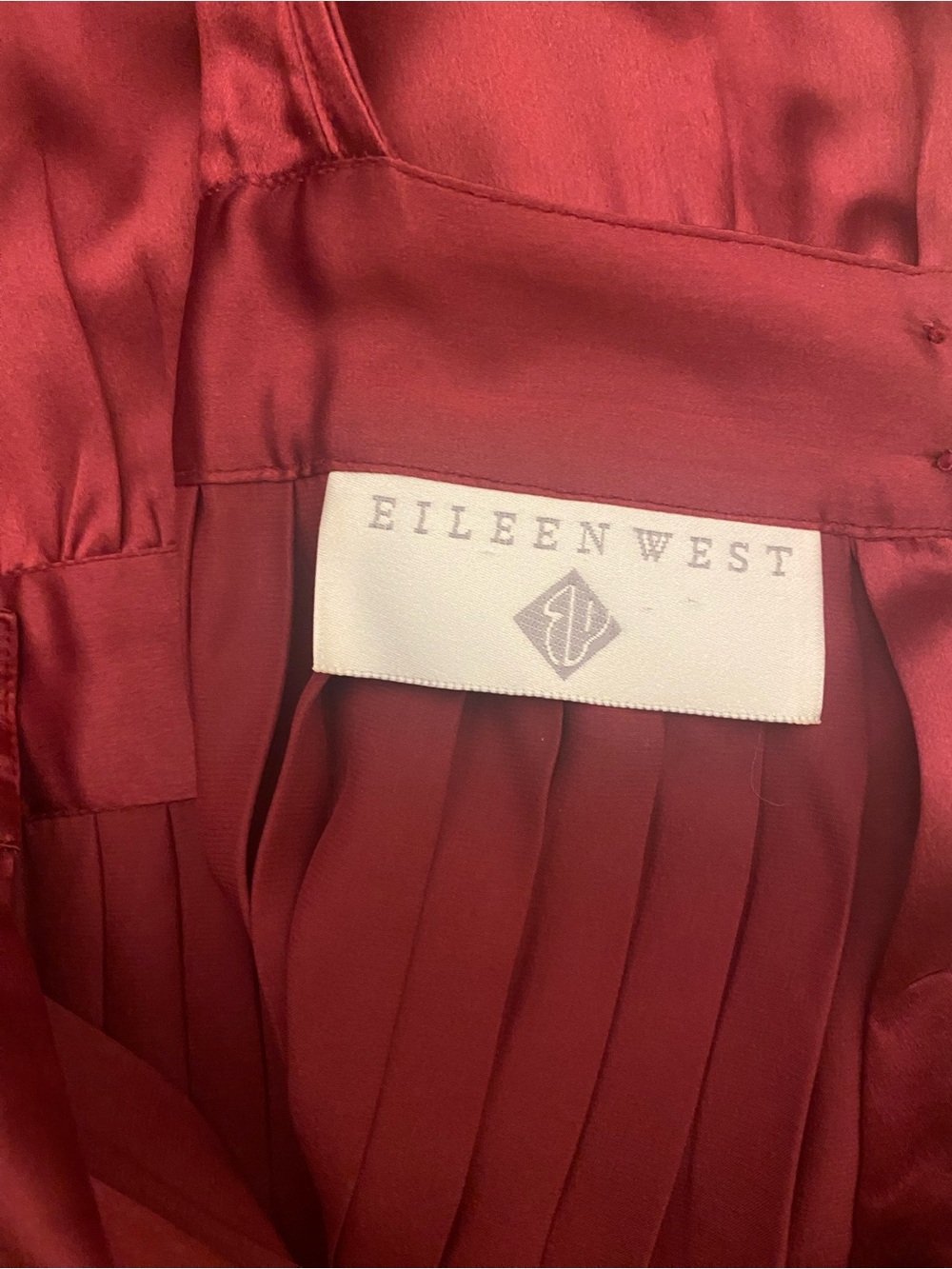 Vintage Eileen West 100% Silk Burgundy Wine Pleated Midi Dress Backless Sz S - Picture 7 of 9